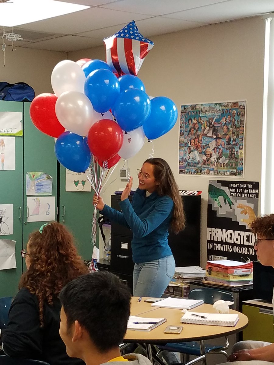 Congratulations to Dahlia <a href="/Dahliuh/">Dahlia</a> on being selected as the winner of the California Eastern District for the 2018 Nonth Circuit Civic Contest for her essay on "What Does Equal Protection Mean to Students." Principal had fun surprising her in class today! #PantherPride