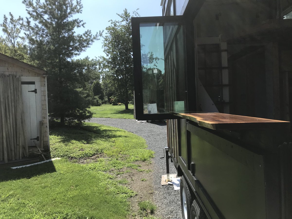 TinyLLLarge's tweet photo. The live edge bar top is in place.  #tinyhouse #wood #livingthedream https://t.co/2OBQYXZ7JK