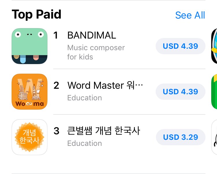 iniitamo's tweet photo. Very thankful to see BANDIMAL at numero uno in South Korea both in Kids and Education. 감사합니다! @YATATOY @AppStore #apple #appstore #bandimal #indiedev #fridayfeeling #tgif https://t.co/8DiMEmiydl