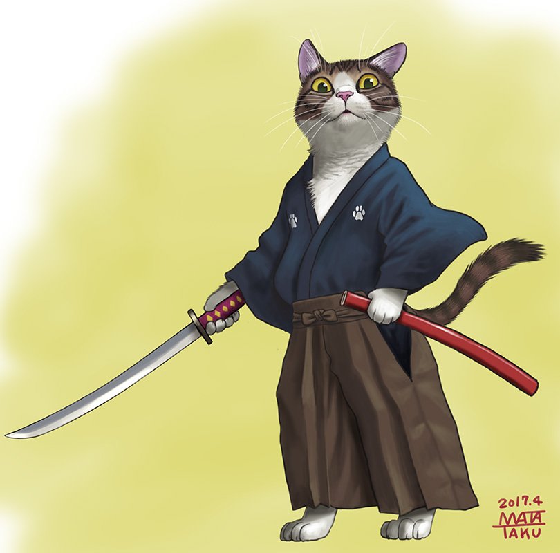 瞬く 絵のお仕事募集中 17年に猫侍グッズとして描いた猫侍イラストでございます みなさま猫侍をよろしくお願いいたしますでゴザルニャン T Co Yhcetbedcf