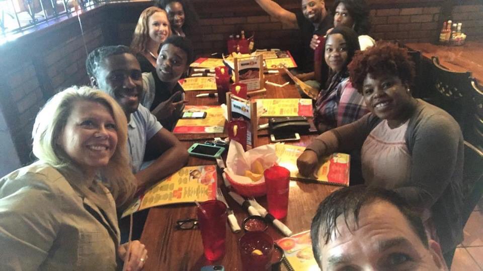 First text back with HD, celebrating Katreece B-Day and having a team lunch with the Decor Team with the Issue Resolution Team!!