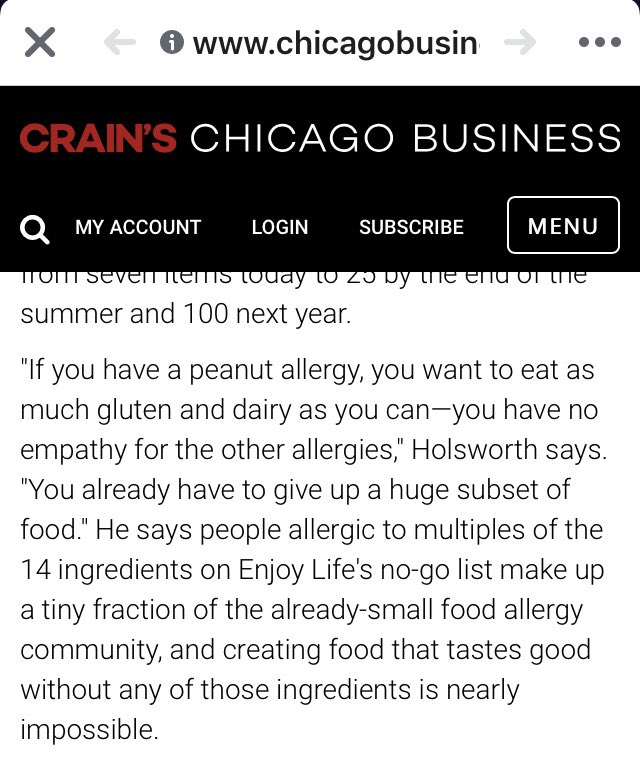 Care to explain @safeandfairfood? Our main allergy is nuts but we deal with more. I have total empathy for ALL food allergies. My goal is inclusion for all. We are all on the same team. I’m so disappointed to see this from a “safe” company. #foodallergies #nutallergy #soyallergy