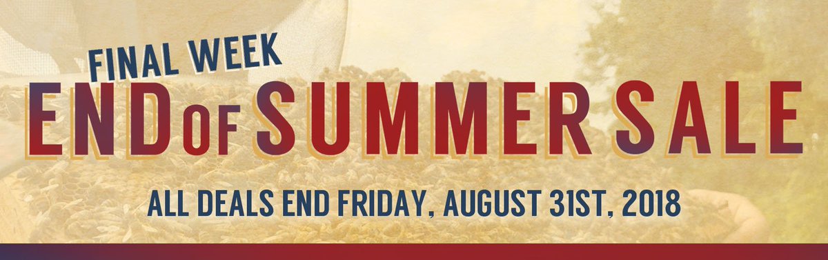BMBeeFarm's tweet image. We are in the final countdown! There is only one week left in our End of #SummerSale. Take advantage of over 150 #beekeeping and gift supplies now on sale! All deals end Friday, August 31st. brushymountainbeefarm.com/sale