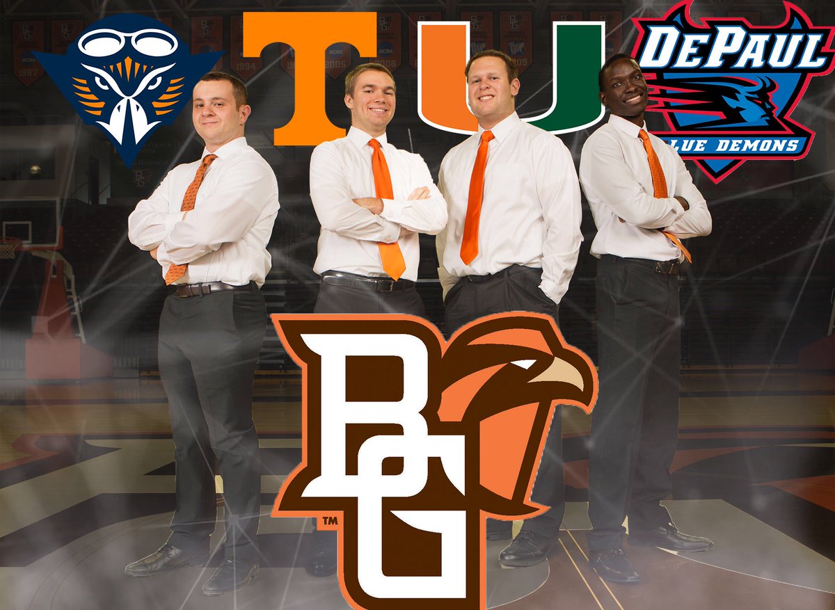 LukeSchapker's tweet photo. Feels like a couple years ago we walked in as freshman managers. @Andrew_Manas @bradshap_ @TMBailey3 can’t wait for our next steps! @BGSUMHoops https://t.co/4yEZuX4Gvz
