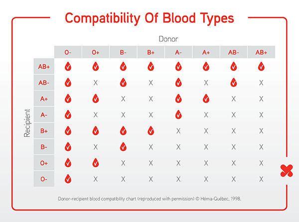 Donor And Recipient Blood Type Chart