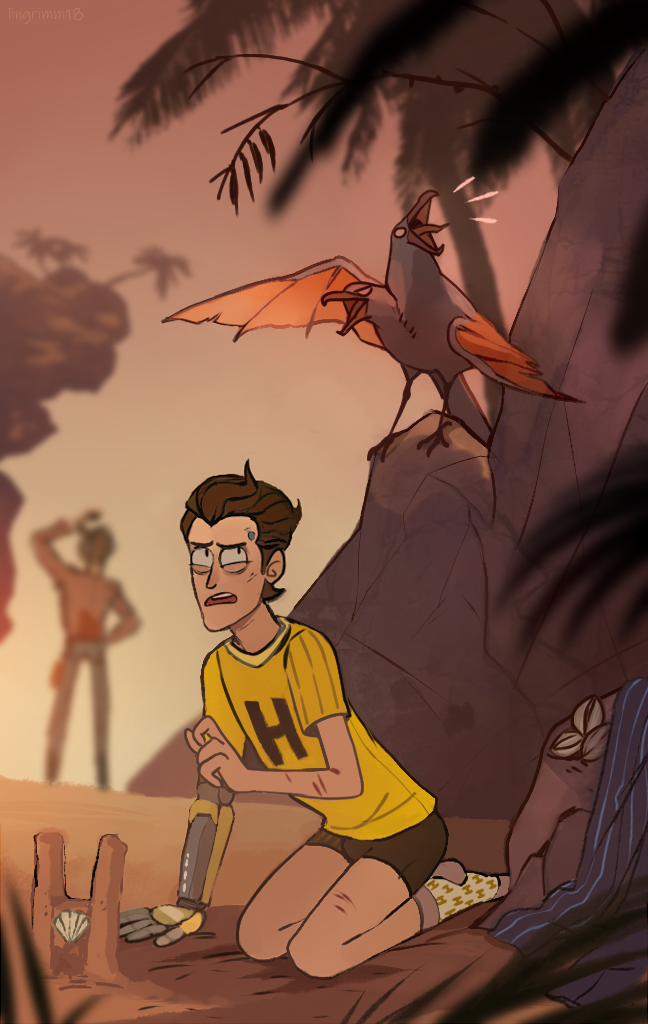 serpentlingrimm's tweet photo. Jack cares about you, Rhys, relax. And enjoy your vacation. xD 
Grimm: It was an old art we drew last summer (whoops, a year ago now, it’s hard to believe this), it was unfinished and covered in dust. We found it today and I decided to make a short story. #borderlands #rhack https://t.co/jiP3sVXQvm