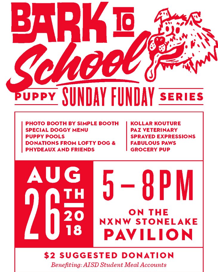 Who's ready to PAWTY?! Join us for our Bark to School series this Sunday, August 26th from 5-8pm at the NXNW Stonelake Pavillion! You don't want to miss this...
.
.
#NXNWBrew #puppypawty #barktoschool #atx