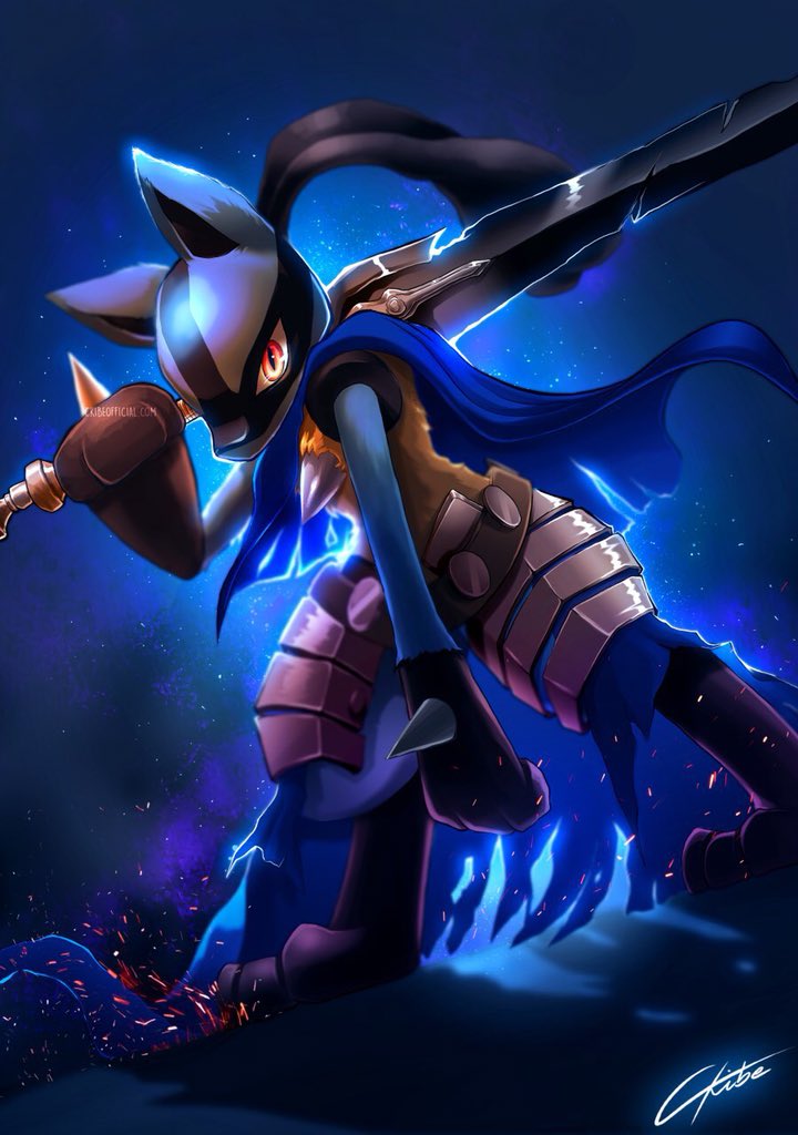 Pokèdex: 
"The energy of the abyss has awakened its warrior instinct. He shows no mercy for the enemy."
Lucario + artorias. Hope you like it &lt;3 

- Wallpaper versions is available ONLY for twitch subscribers -