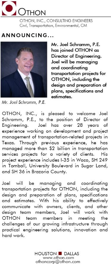 othon_inc's tweet photo. Welcome Joel Schramm, P.E., to OTHON! https://t.co/Ct3jEKdmDr