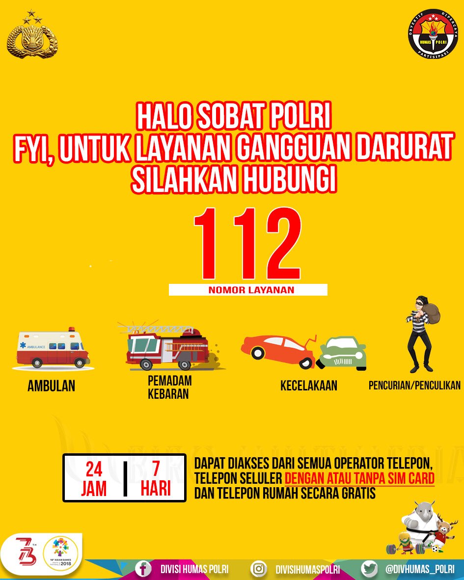 DivHumas_Polri's tweet photo. Halo Sobat Polri
FYI, Untuk Layanan Gangguan Darurat Silahkan Hubungi 112

#polrihumanis #polripromoter https://t.co/dHrPIhhMEV