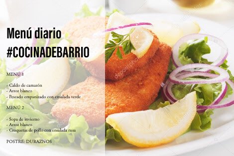 Hoy te esperamos con este delicioso menú con 2 opciones a elegir 🍵  #COCINADEBARRIO