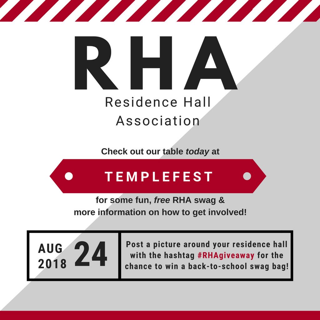 Check out our table again today at #TempleFest to find out more about our #RHAgiveaway &amp; how to get involved in RHA!