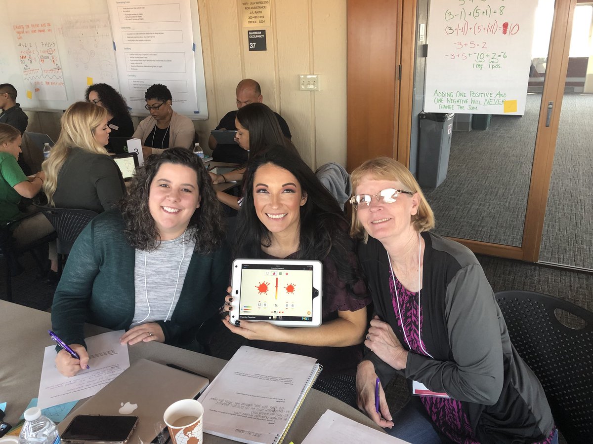 CMS_Morris's tweet photo. Great morning so far working with @HolmesShayna and @KayCole13. What an incredible conference this has been!! @dpvils #vmcc #MathArgumentation #SRI_Education @PhETsims #BoulderColorado https://t.co/rlsMPFcc7s