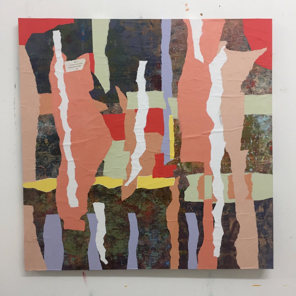 john_artybiker's tweet photo. A new #collage while I wait for stretchers again. #oilpaint #newspaper #scrappaper #wood #reverseentropy #choice #decision #chance #chaos #orderlydisorder @OhosInfo https://t.co/k70LrN0Y6w