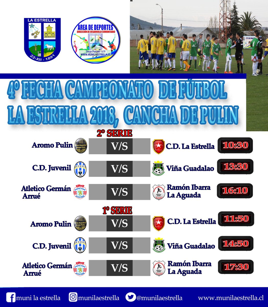 Este domingo desde las 10:30 hrs, en el sector de Pulin se juega la 4° Fecha de nuestra liga comunal de Fútbol.