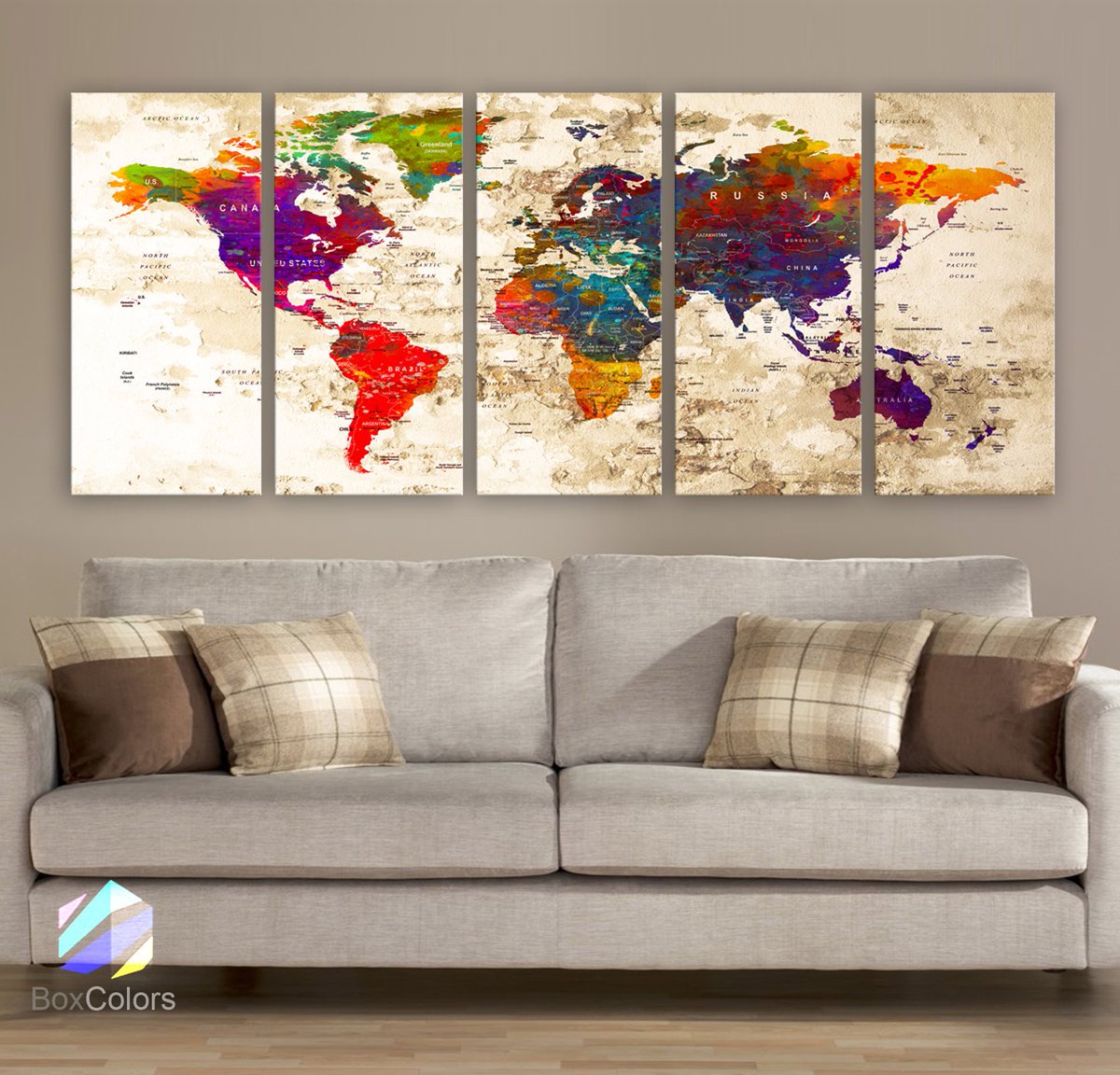 BoxColors3's tweet photo. XLARGE 30"x70" 5 Panels 30"x14" Ea Art Canvas Print Watercolor Multi Color Old Map World Push Pin Travel Wall decor (framed 1.5" depth)M1816 https://t.co/1DHLVIEC3s #Etsy #Mapcanvas #Artcanvas #BoxColors #Citycanvas #LargeWorldMapArt https://t.co/1SdKTf8JlP