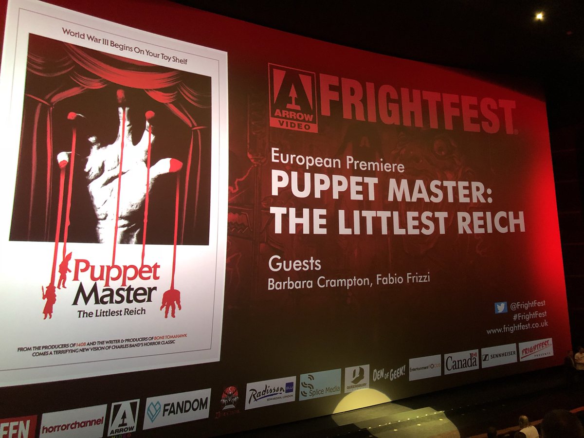 Day 2 Film 3 #ff18 #ff2018 #frightfest now we’ve finally started <a href="/FrightFest/">FrightFest</a> #puppetmaster3 total fan favourite: funny, gory, totally bonkers. Like marmite you’ll love it or hate it but nice to see a crazy, silly funfest! And always a joy to see <a href="/barbaracrampton/">Barbara Crampton</a> a few drinks down