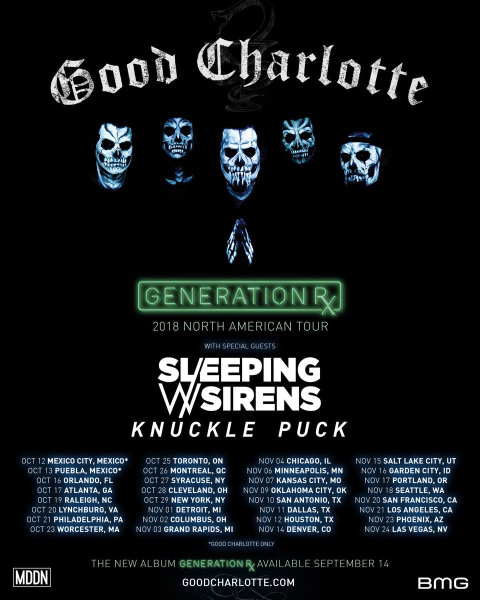 Hey hey! <a href="/KnucklePuckIL/">Knuckle Puck</a> will be supporting <a href="/GoodCharlotte/">Good Charlotte</a> on tour this fall. So if you missed them at <a href="/VansWarpedTour/">Vans Warped Tour</a> this summer, now's your chance to see them again!

🎟: knucklepuckil.com/tour