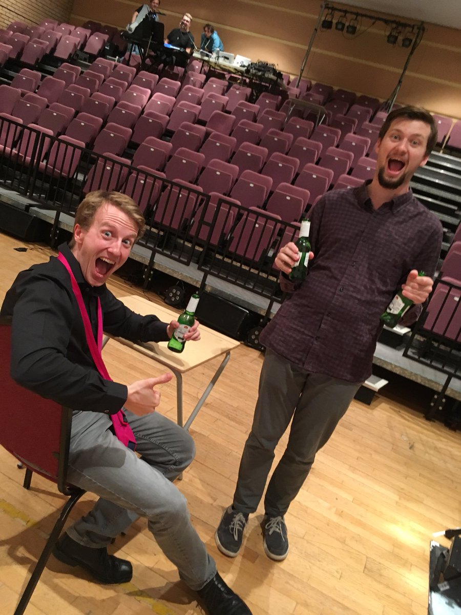 avytheatre's tweet photo. IT’S SHOW NIGHT! Are you as excited as Joe and Haden!? You should be! Come find out how much of this beer they’ll drink throughout the show by coming down to AMC for 7:30 or tomorrow at 2pm/7:30pm! https://t.co/luZbXszotJ