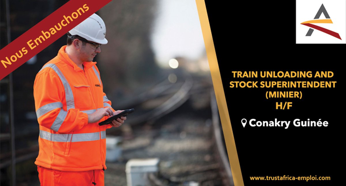TrustGuinee's tweet image. On #recrute !

Nous recherchons Un(e) TRAIN UNLOADING AND STOCK SUPERINTENDENT / DÉCHARGEMENT DE TRAIN ET SURINTENDANT DE STOCK (MINIER).

Plus de détails sur notre site - bit.ly/TrainUnloading…
#offredemploi #sansemploi #emplois #rechercheemploi #JobSearch #Recrutement #mining