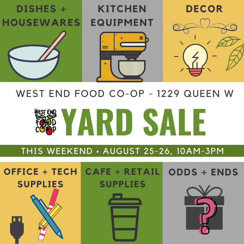 This weekend!  WEFC opens for a Yard Sale - come on by and check out all kinds of stuff that we have.  We'll be open from 10am-3pm both Saturday and Sunday.  #yardsale #wefc