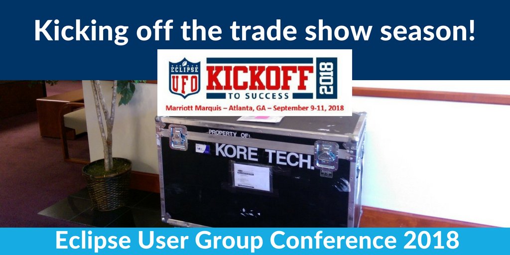 KoreTech's tweet image. Kore&apos;s trade show box full of goodies is on its way to Atlanta, GA for the 2018 Eclipse User Group (UFO) Encounter conference. We look forward to seeing everyone at the show in about two weeks. ity.vc/ufo18s #ufoEncounter2018 #tradeshow #MultiValue @EclipseUFO