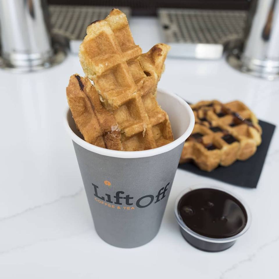 Hey y'all its #nationalwaffleday! How are u celebrating? Why not try our crisp n airy waffles w dark chocolate to dip every bite!  ➕ waffles goes best w a delicious cup of Lift. Bonus: treats are 20% off too #waffles #treats #coffeeandwaffles #fridayfeeling #dessertforbreakfast