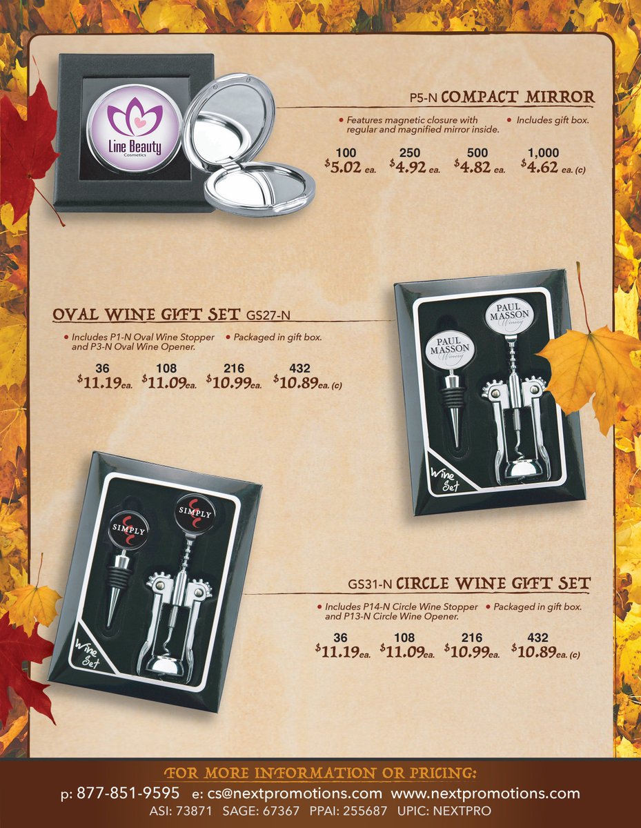 NextPromotions's tweet image. Autumn is almost here! Fall into savings with our promotional drink ware, wine accessories, and more! 🍁🍂🍁🍂 #Autumn #promotionalproducts