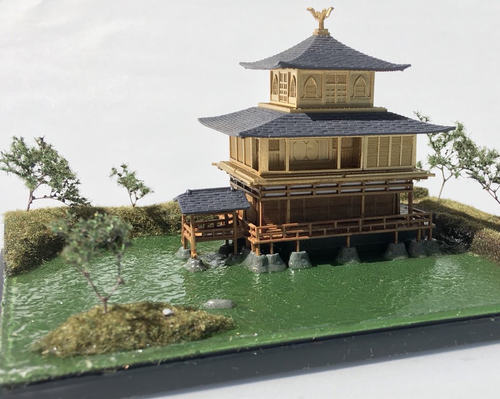 完成】童友社 金閣寺 1:200 水表現と植栽がやりたいけど、ジオラマの