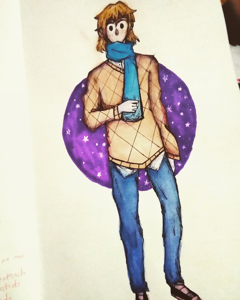 sayans730's tweet photo. #yaoi #muñequito #cielo #estrellas #bufanda #oc #personaje #dibujotradicional #acuarela #art #drawing #dibujo https://t.co/2JEnVOVEwk