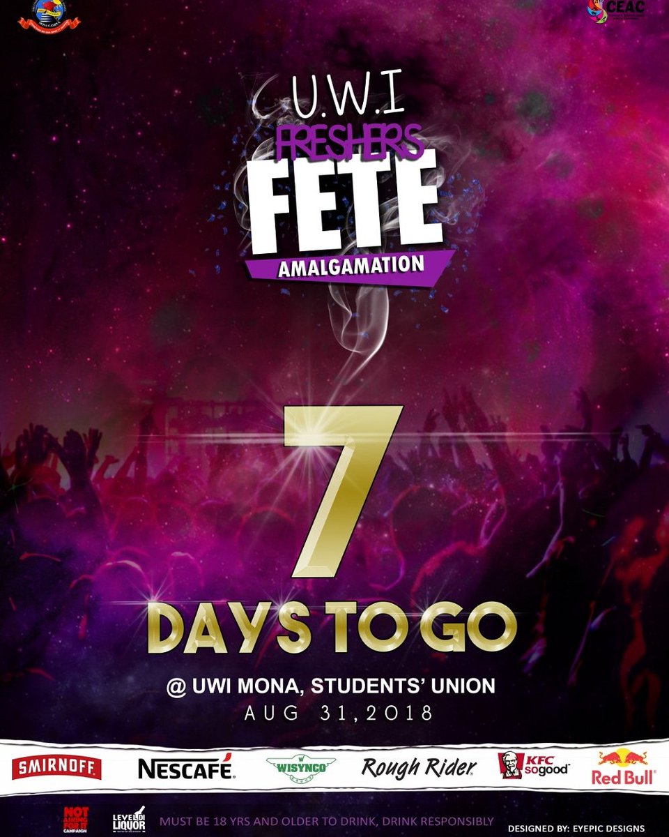 JhenessaR's tweet image. 7⃣ days to go until the ultimate party experience to kick off the school year 🎊

You ready ?🎉🍺
#FreshersFete18 #LevelDiLiquor #iRepMyGuild