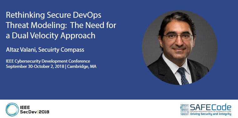 SAFECode's tweet image. Join us in Boston 9/30 – 10/3 at #IEEESecDev @ieeecsd to see @altazvalani of @securitycompass present on #threat modeling. #softwareassurance #security
