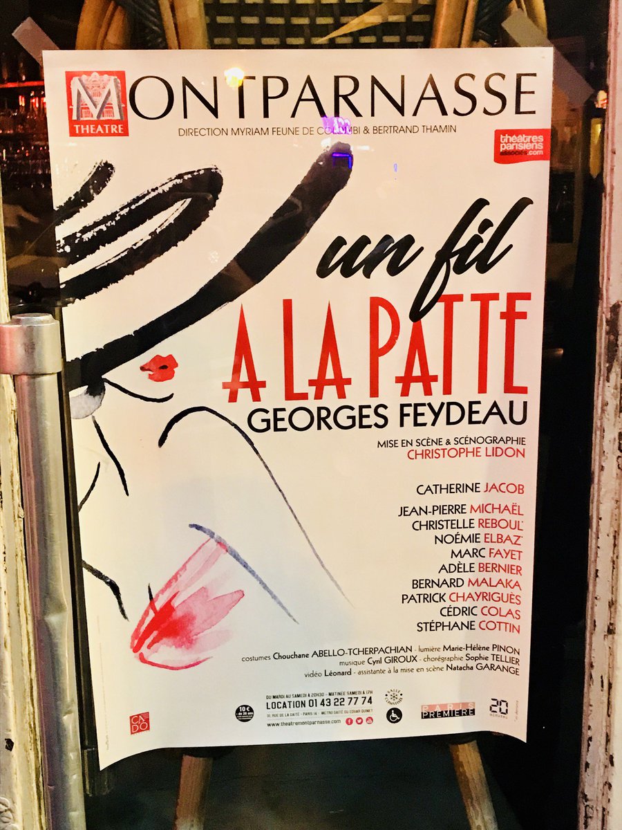 Merci à la troupe pour cette magnifique représentation du classique de Feydeau Un fil à la patte au #TheatreMontparnasse avec notamment la grande Catherine Jacob. 
Dernière demain soir !
