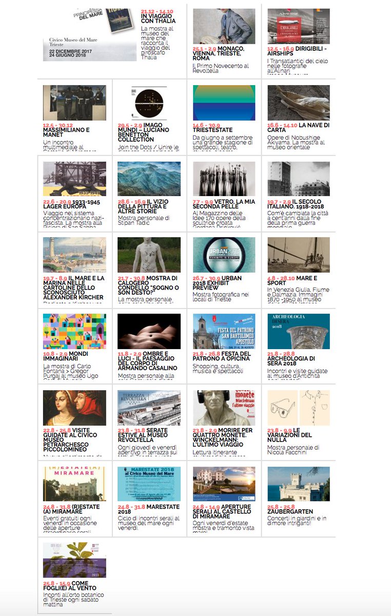 DiscoverTrieste's tweet photo. Un mosaico di eventi tra arte, mostre e cultura vi aspetta a #Trieste! Scopriteli su #DiscoverTrieste >> https://t.co/yYKX0dC7bA

#MostreTS #MuseiTS #FVGlive https://t.co/P2BLJIB666