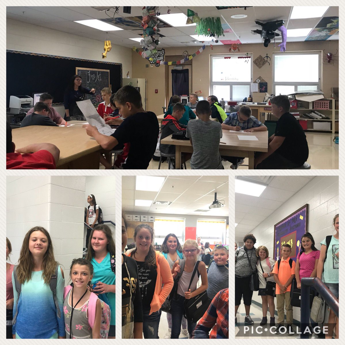 Seventh grade students learning new ways of writing their names creatively in art and fifth graders ready to start the weekend. It was a great day to be a Cardinal!