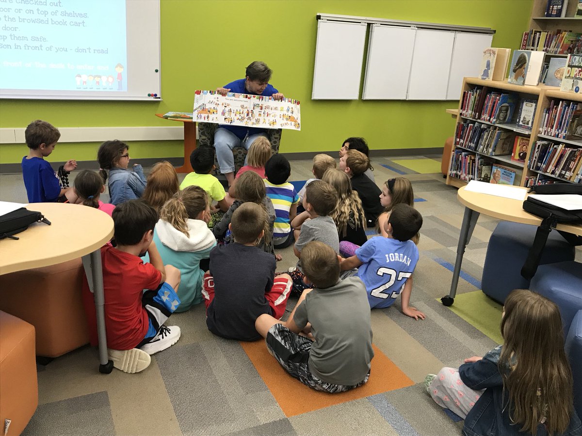Students loved listening to Ms. Lathan read All Are Welcome today. Room 14 is so excited to begin checking out books from the LMC! #engage109 #wilmot109