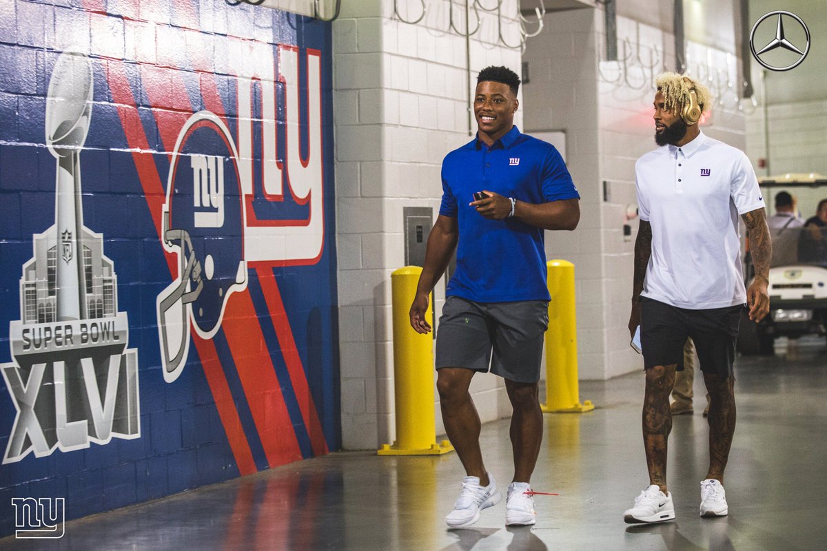Giants's tweet photo. .@saquon x @OBJ_3 have arrived. #NYGvsNYJ

@NFL @MercedesBenz https://t.co/FOEpUBdcj0