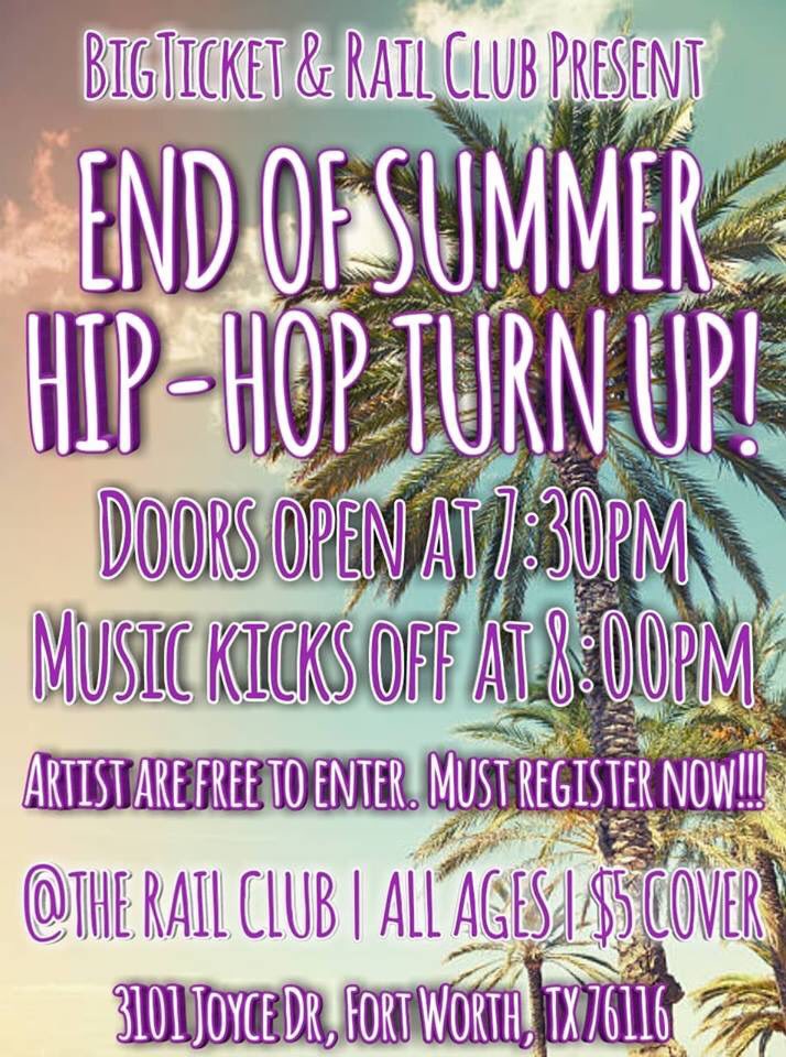 Tonight at @therailclub End Of Summer Hip-Hop Turn Up! Doors open at 7:30 and there’s a $5 cover