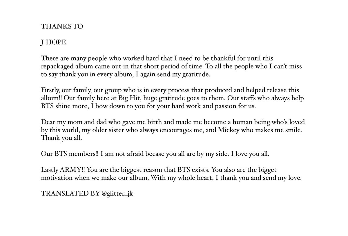 “THANKS TO” from Love Yourself 結 Answer' - HYUNG LINE by RM, JIN, SUGA &amp; J-HOPE

Forever our humble Kings. Their beautiful and sincere minds. I cherish more than anything. 😭😭😭😭

<a href="/BTS_twt/">방탄소년단</a> #ANSWERISHERE