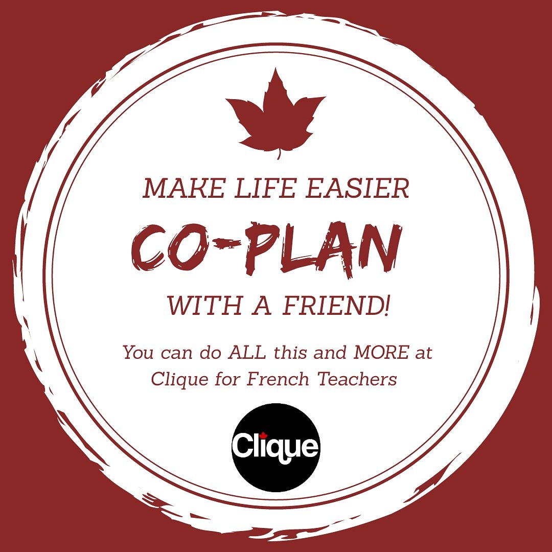 Why not co-plan with a colleague? Maybe you can meet them inside Clique to collaborate and share. Let's all do the best we can together!
#frimm #frenchimm #fsl #fslchat #langchat #fle #flteach #french #aimlang #actfl #mfl #bilingual