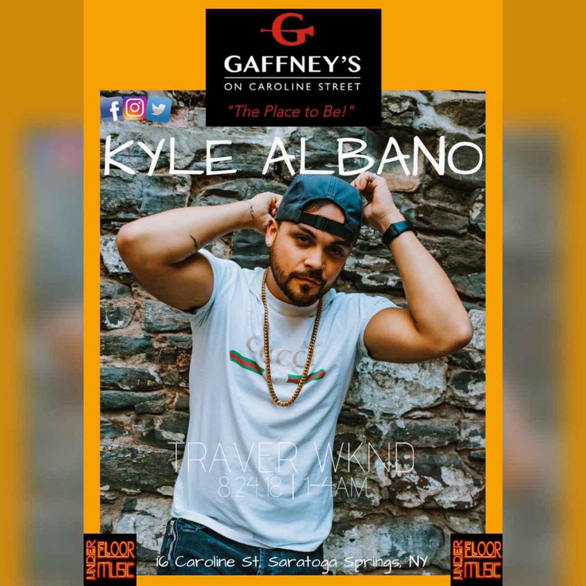 KyleAlbanoMusic's tweet photo. TRAVERS WEEKEND!! Catch me at Gaffneys tonight 1-4am in Saratoga, NY! 
@underfloormusic https://t.co/hexiBh6ahA