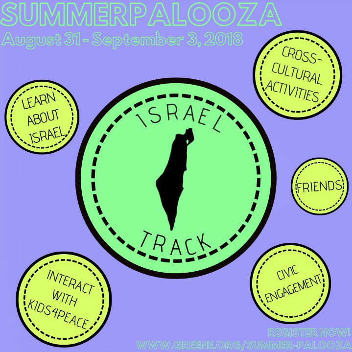 Last but not least, today we’re spotlighting the Israel Track! Sign up for a weekend of civic engagement activities with Kids4Peace, a Jerusalem-based interfaith youth movement! You won’t want to miss out on this awesome opportunity at Summerpalooza, August 31 - September 3!