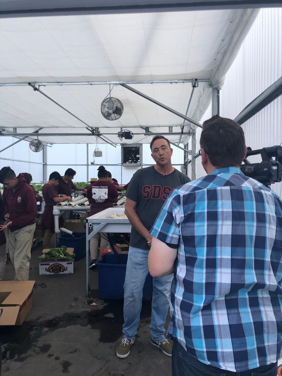 FeasterCharter's tweet photo. Today, #feasterfarm helped lessen the pains of hunger by donating 230 heads of lettuce and bok choy to @FatherJoes thank you to @10News for coming to cover this story! #feasterlearns @CVESDNews https://t.co/NxJQNdUGd9