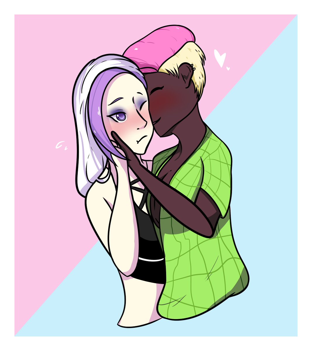 littlestuffing_'s tweet image. Cute gays first kiss with lines done by @Arty_Michelle again bc she's a saint