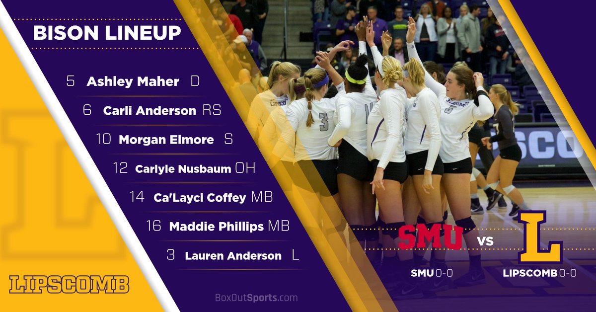 LipscombVBall's tweet photo. π TIME TO SERVE IT UP π
Your Bison starters for the 2018 season opener against SMU.
π: https://t.co/dOBbcanfar
πΊ: https://t.co/WgUln6f5Dx https://t.co/KPosKoWS4c