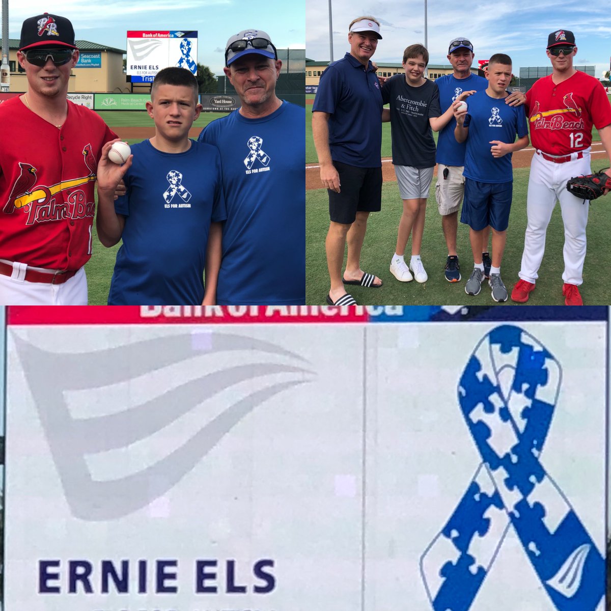 You never know who you’ll see at a ⁦@GoPBCardinals⁩ game! Golf ⛳️ pro Ernie Els (⁦⁦@ErnieEls_Golf⁩) joined our 1st pitches tonight for ⁦@ElsForAutism⁩ nite ⁦@RDCstadium⁩