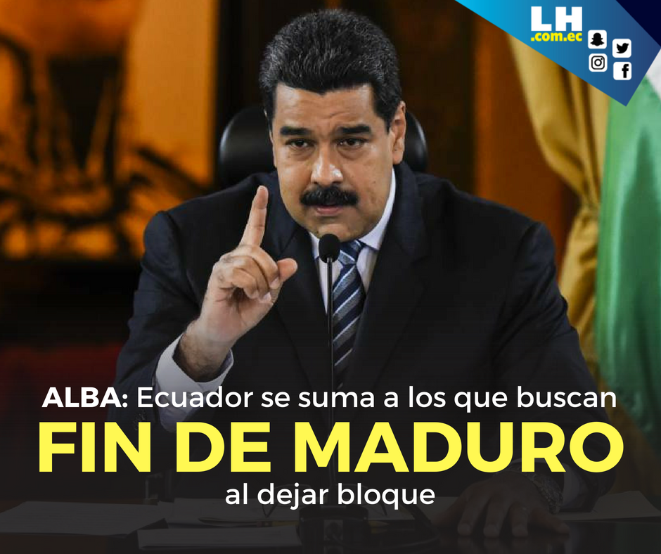 lahoraecuador's tweet photo. #ALBA dice que respeta la decisión de #Ecuador de abandonar el bloque, pero consideró que con esa medida se suma a los "esfuerzos de algunos Gobiernos de la región por buscar la salida" del presidente venezolano, #NicolásMaduro, del poder.
►https://t.co/QpgGDSehSo https://t.co/m6XM7DhBCX