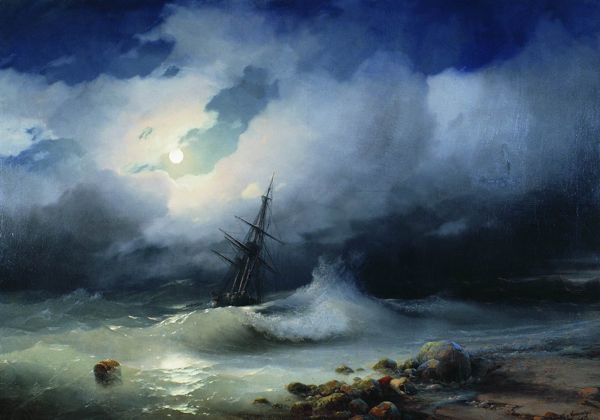 TheNewPainting's tweet photo. #HistoryofPainting

Ivan Konstantinovich Aivazovsky (Hovhannes Aivazian; 29 July 1817 → Feodosia ←  2 May 1900) was a Russian Romantic painter who is considered one of the greatest masters of marine art.

Beauty in #Art
#TheFreeExhibition
Stormy sea at night, 1853 https://t.co/i3rJ2wUrXa