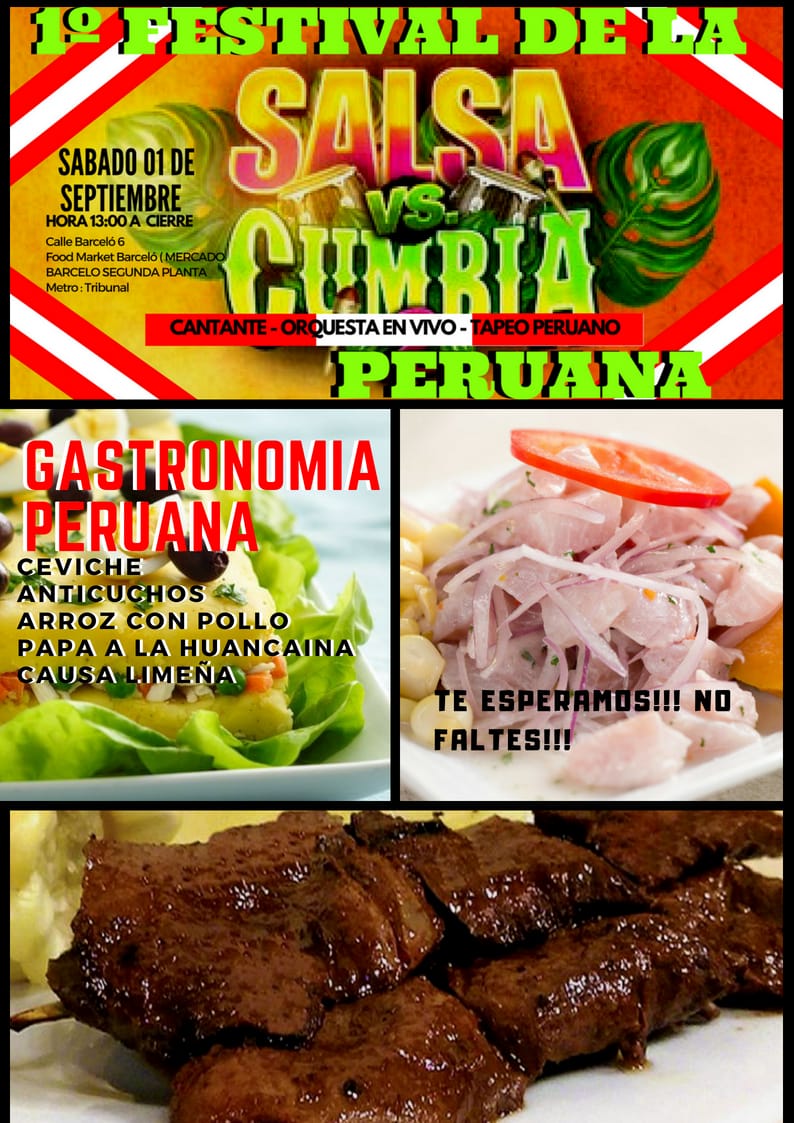¡Qué bien vamos a empezar septiembre en <a href="/marketbarcelo/">Food Market Barceló</a>! Desde las 13:00h a cierre podremos disfrutar del primer festival de la gastronomía peruana. La mejor música y el mejor tapeo. ¡¡Os esperamos!! 🍴😋 #foodmarketbarcelo #madrid #españa #gastronomia #tapas #musica #sabado
