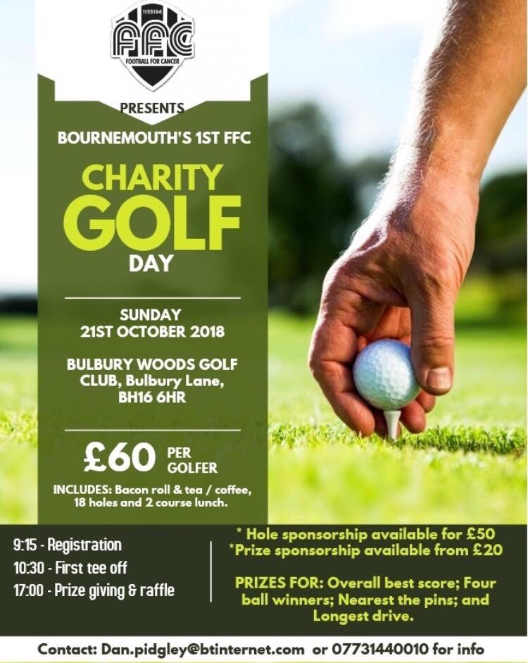 Only 12 places left to reserve in the <a href="/FFCevents/">Friends Fighting Cancer</a> golf day at <a href="/BulburyGolf/">Bulbury Woods GC</a> on 21st October.
Get in touch for more info ⛳️🏌🏽‍♂️ #footballforcancer #golfday #charity